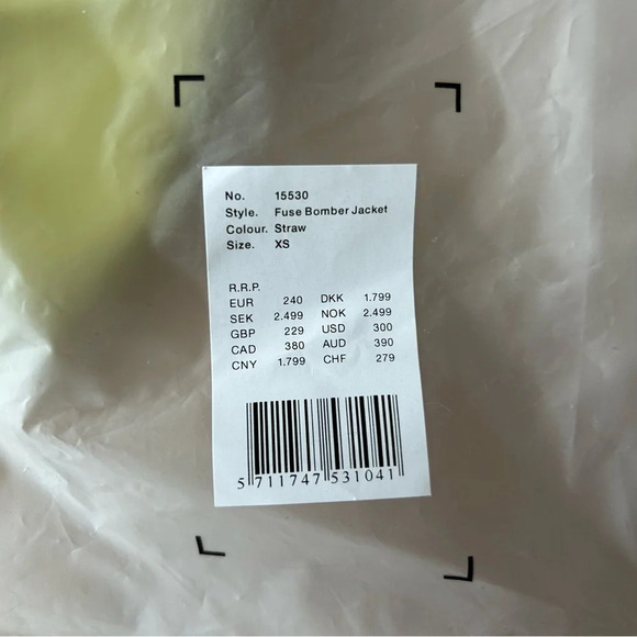 Rains Fuse Bomber Jacket Sz XS Neon Yellow Puffer Coat - Picture 5 of 7